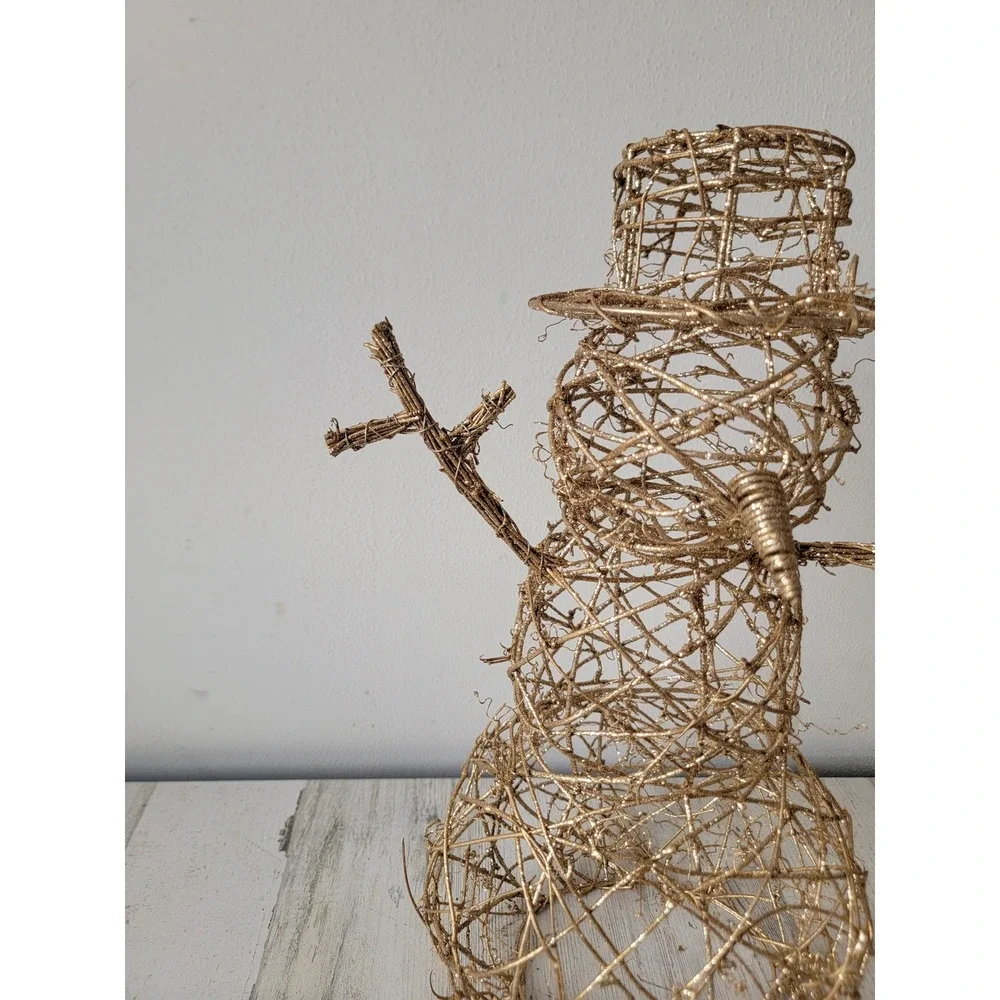 Golden‎ glitter snowman unique Xmas tabletop home decor figure